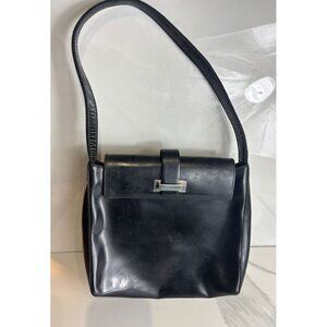 Coccinelle Black Leather Shoulder Bag Womens Vintage Made in Italy Medium Purse